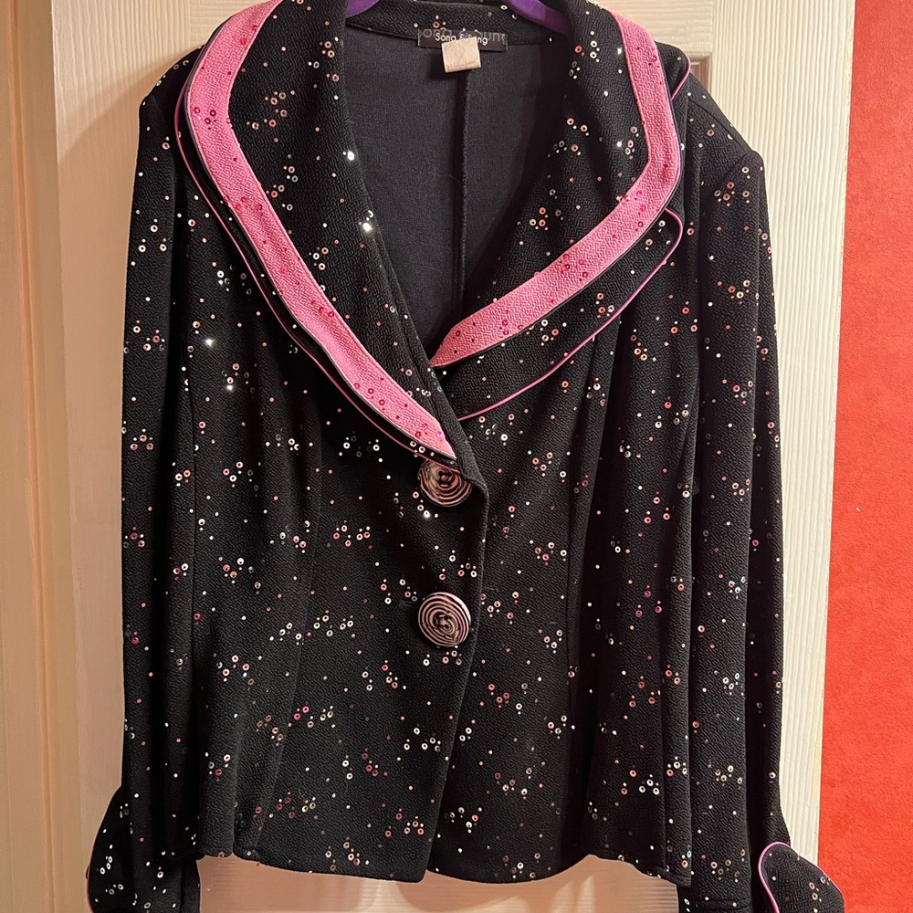Black and Pink Sequin Women's Jacket